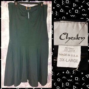 Chesley brand Black Soft Knit Strapless Skater Dress Jrs Plus Sz XL